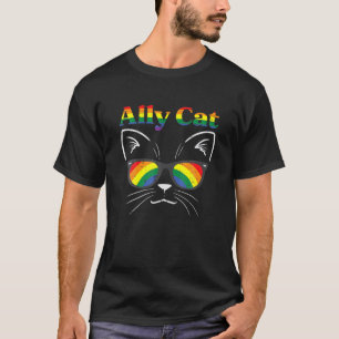 Ally Cat Sunglasses Gay Rainbow Pride LGB Support T-Shirt