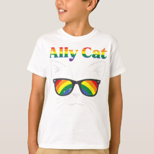 Ally Cat Sunglasses Gay Rainbow Pride LGBT Support T-Shirt