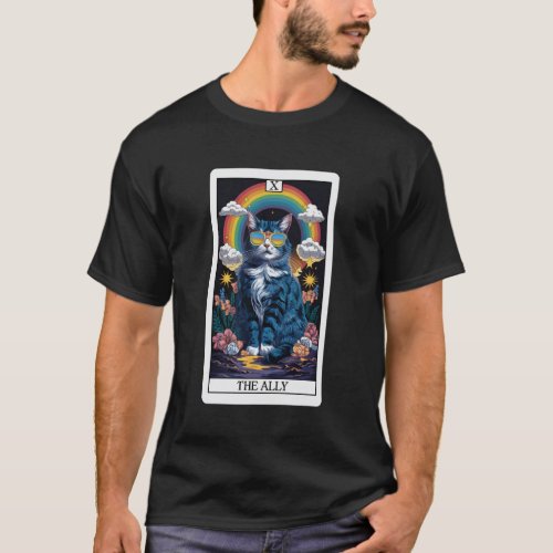 Ally Cat Tarot Card Pride Sunglasses T-Shirt