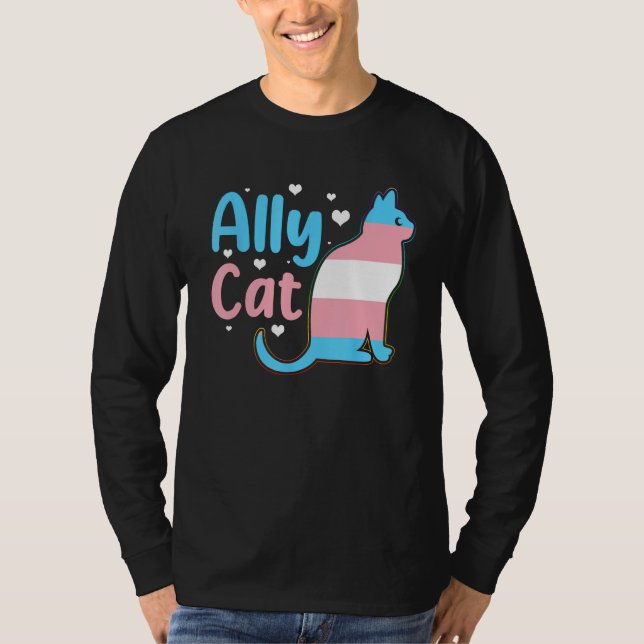 Ally Cat Transgender Pride  Cat Kitten LGBT Trans  T-Shirt (Front)