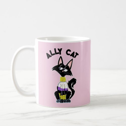 Ally cat with Non_Binary pride colors Coffee Mug