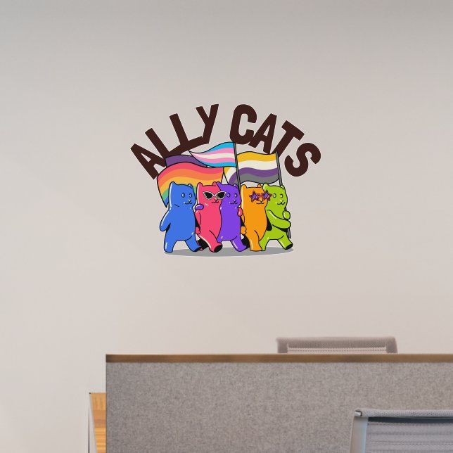 Ally Cats LGBT Equality Support Wall Decal (Office)