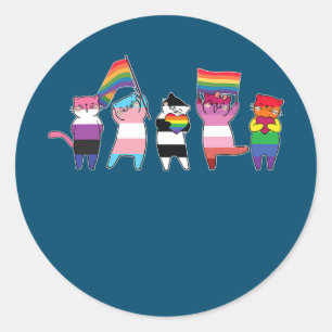 ally cats Rainbow Gay Pride Cute LGBT Animal Pet Classic Round Sticker