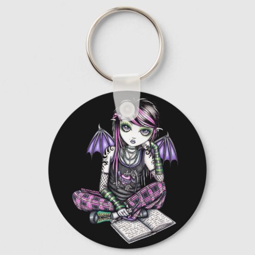 "Ally" Emo School Girl Fairy Art Keychain
