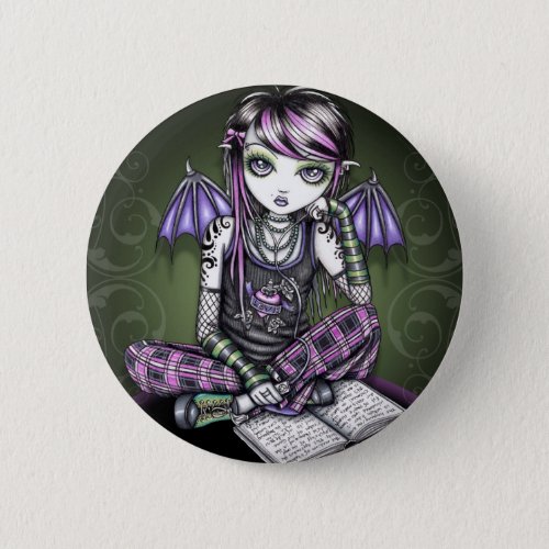 Ally Emo Tattoo Pink Plaid Fairy Pinback Button