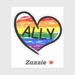 Ally for LGBTQ+ Hand Drawn Heart Sticker