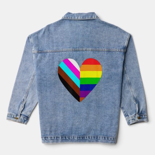 Ally Heart LGBTQ Rainbow Flag Gay Pride Graphics  Denim Jacket