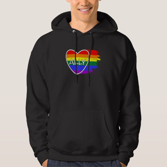 Ally Heart Love Pride Month Lgbtq Lesbian Gay Bise Hoodie (Front)
