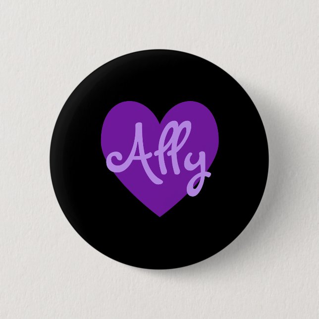 Ally in Purple Pinback Button (Front)