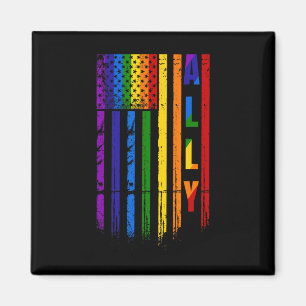Ally Lgbt Lgbtq Rainbow Pride American Flag 4th Of Magnet