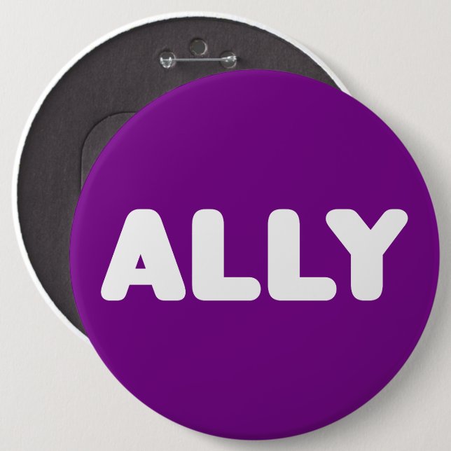 Ally LGBTQ Straight Allies Spirit Day White Purple Button (Front & Back)