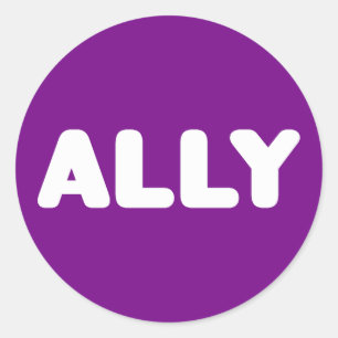 Ally LGBTQ Straight Ally Spirit Day White & Purple Classic Round Sticker
