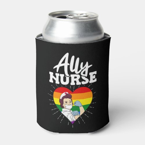 Ally Nurse Rainbow LGBT Pride Nurse National Can Cooler