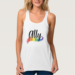 ALLY or Custom Name LGBTQ Support Rainbow Pride Tank Top