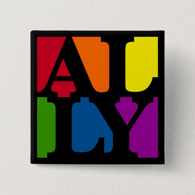 Ally Pop Square Black Button (Front)