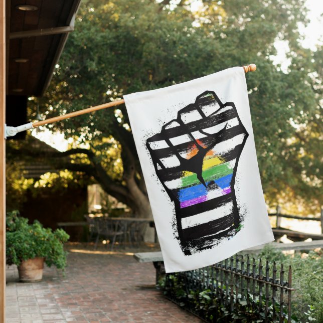 Ally Pride Fist House Flag (In SItu)