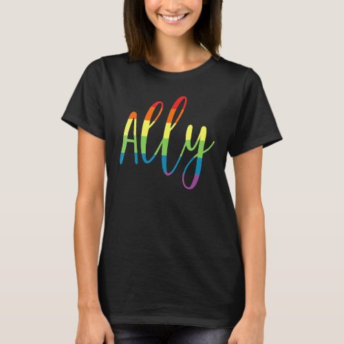 Ally Pride Gay Lgbt Day Month Parade Rainbow Flag T_Shirt