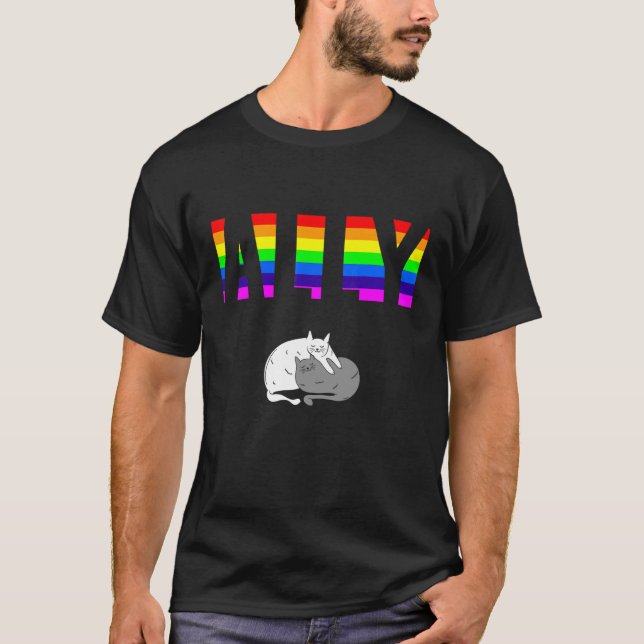Ally Pride LGBTQ Equality Rainbow Lesbian Gay Tran T-Shirt (Front)