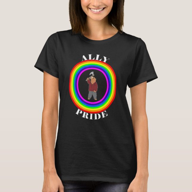 Ally Pride LGBTQ Equality Rainbow Lesbian Gay Tran T-Shirt (Front)