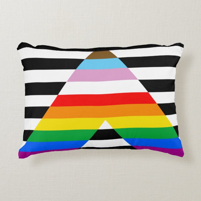 Ally Progress Pride Flag Accent Pillow (Front)