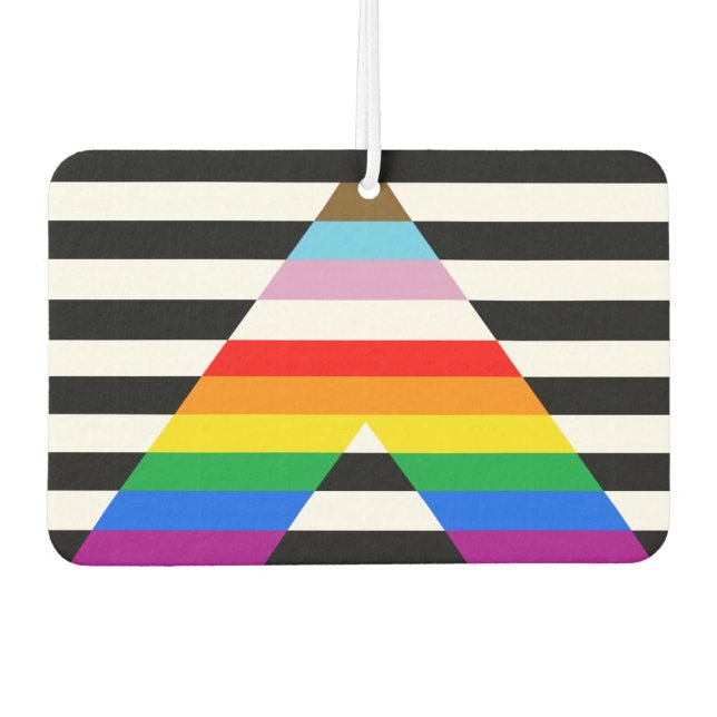 Ally Progress Pride Flag Air Freshener (Front)