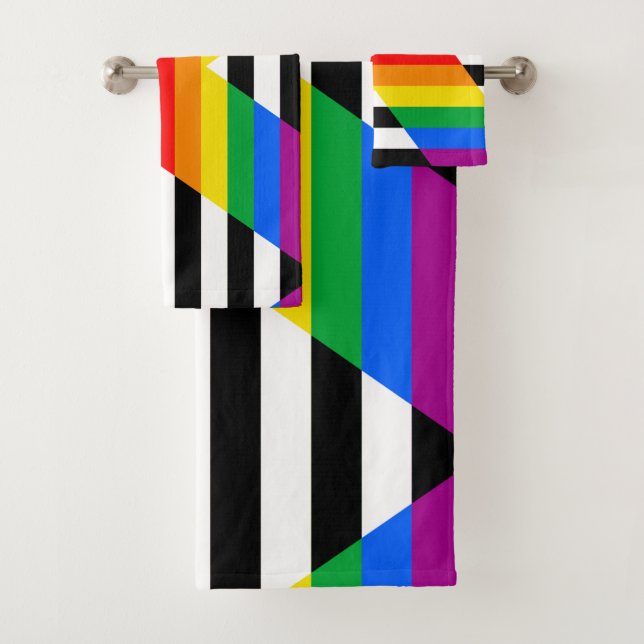 Ally Progress Pride Flag Bath Towel Set (Insitu)