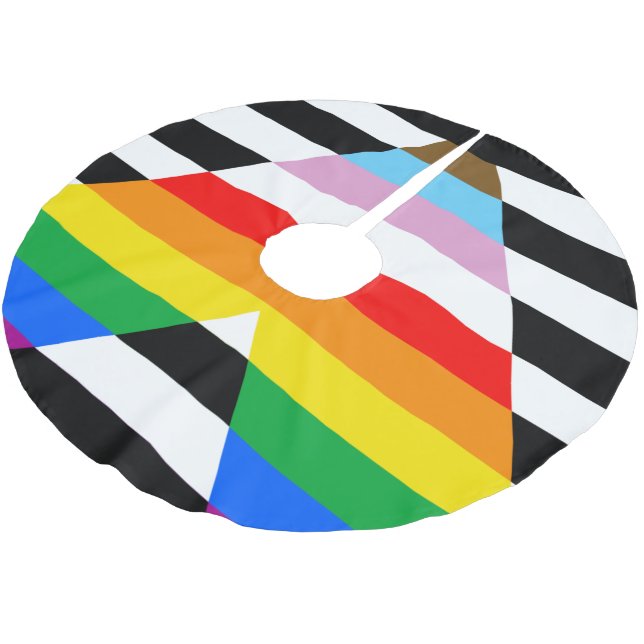 Ally Progress Pride Flag Brushed Polyester Tree Skirt (Angled)