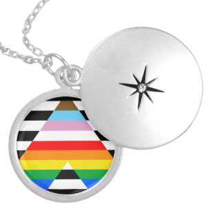 Ally Progress Pride Flag Locket Necklace