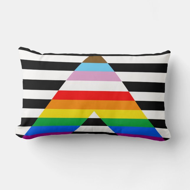 Ally Progress Pride Flag Lumbar Pillow (Front)