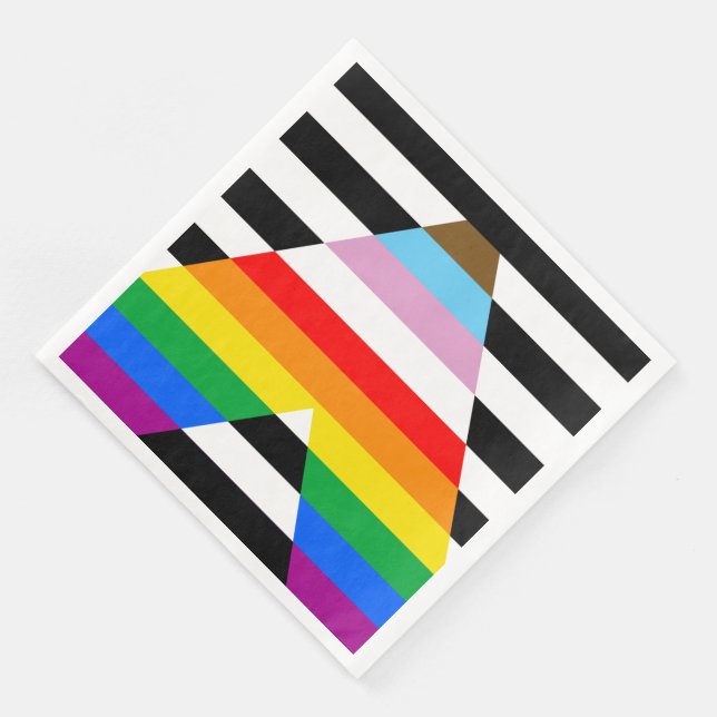Ally Progress Pride Flag Paper Dinner Napkins (Corner)
