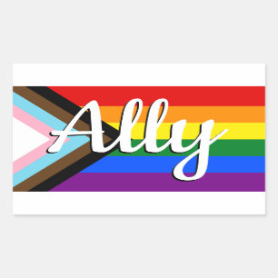 Ally Progress Pride Flag Rectangular Sticker