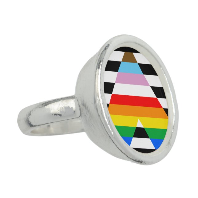 Ally Progress Pride Flag Ring (Side)