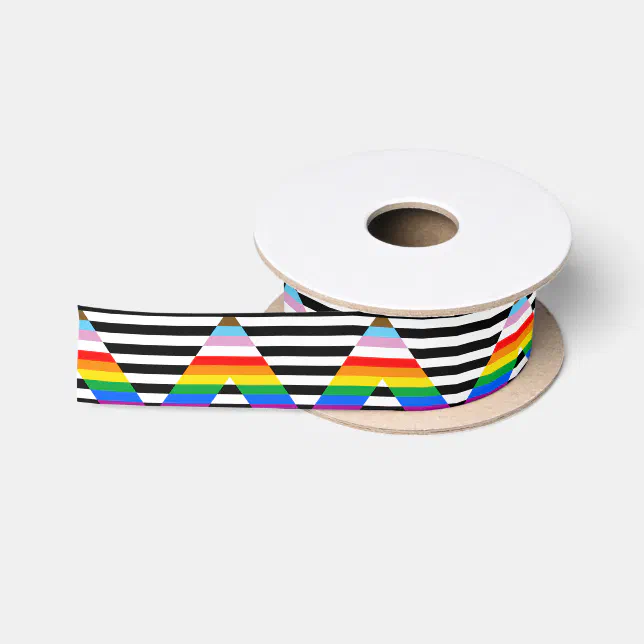 Ally Progress Pride Flag Satin Ribbon | Zazzle
