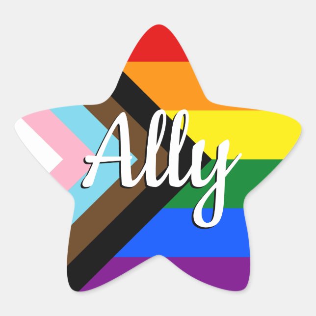 Ally | Progress Pride Flag Star Sticker (Front)