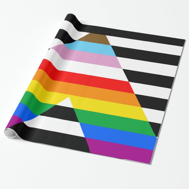 Ally Progress Pride Flag Wrapping Paper (Unrolled)