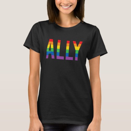 Ally Rainbow Flag Lgbt Lesbian Gay Bisexual Pride  T_Shirt