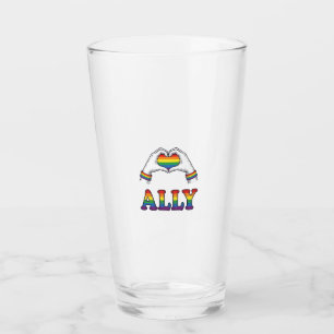 Ally Rainbow Hands Heart Vintage Pride Shirt Desig Glass