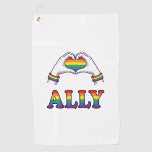 Ally Rainbow Hands Heart Vintage Pride Shirt Desig Golf Towel