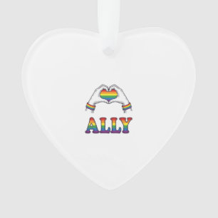 Ally Rainbow Hands Heart Vintage Pride Shirt Desig Ornament