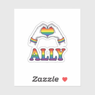Ally Rainbow Hands Heart Vintage Pride Shirt Desig Sticker