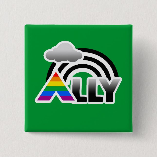 ALLY RAINBOW -.png Pinback Button (Front)