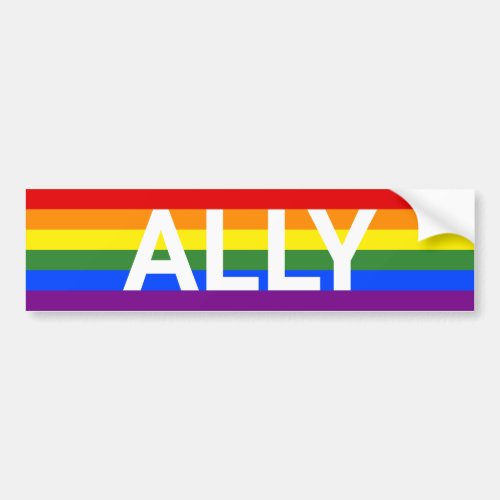 Ally Rainbow Striped Pride Flag Bumper Sticker