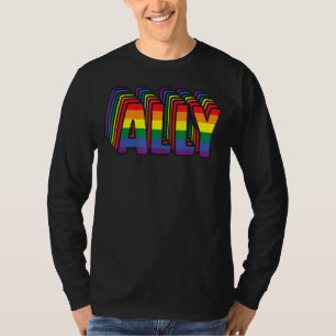 Ally Retro Aesthetic Lgbtq Rainbow Pride T-Shirt