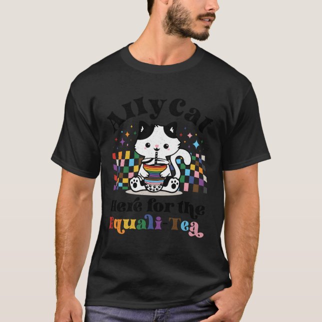 Allycat Here For The Equali-Tea Lgbtq Pride Trans  T-Shirt (Front)