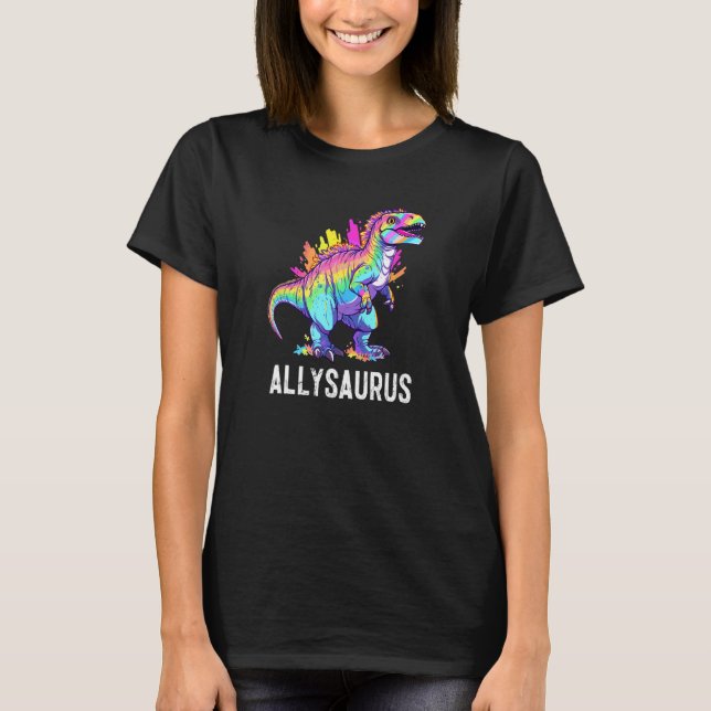 Allysaurus Dinosaur Funny Dino Ally Pride Equality T-Shirt (Front)