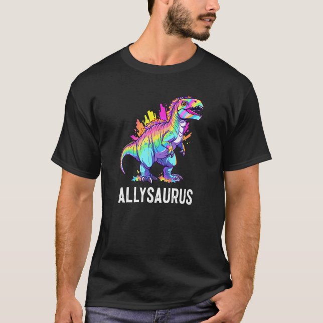 Allysaurus Dinosaur Funny Dino Rainbow Equality LG T-Shirt (Front)