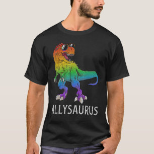 Allysaurus Dinosaur In Rainbow Flag Ally LGBT Gay  T-Shirt