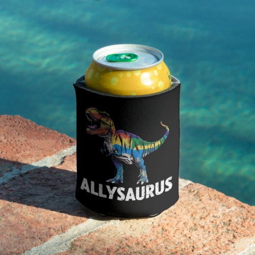 Allysaurus LGBT Dinosaur Rainbow Flag Ally LGBT  Can Cooler