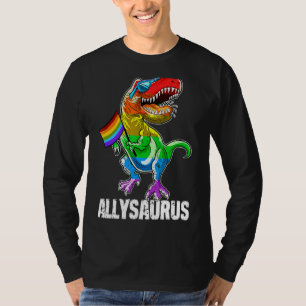 Allysaurus Lgbt Dinosaur Rainbow Pride Flag Gay Pr T-Shirt