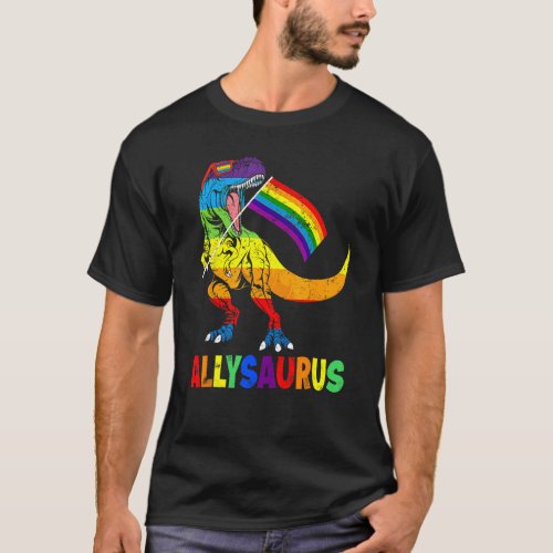 Allysaurus LGBT Shirt Dinosaur Rainbow Flag Ally L